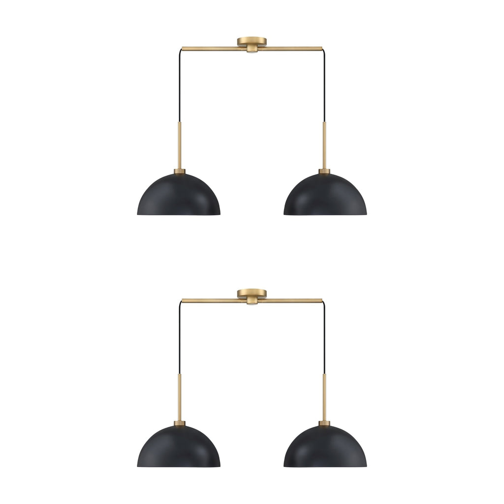Luminaire suspendu moderne à 2 lumières pour îlot Percy de Nathan James, avec abat-jour en métal et cordon réglable