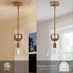 Suspension en verre Nathan James Vincent, luminaire suspendu avec tige réglable et abat-jour transparent