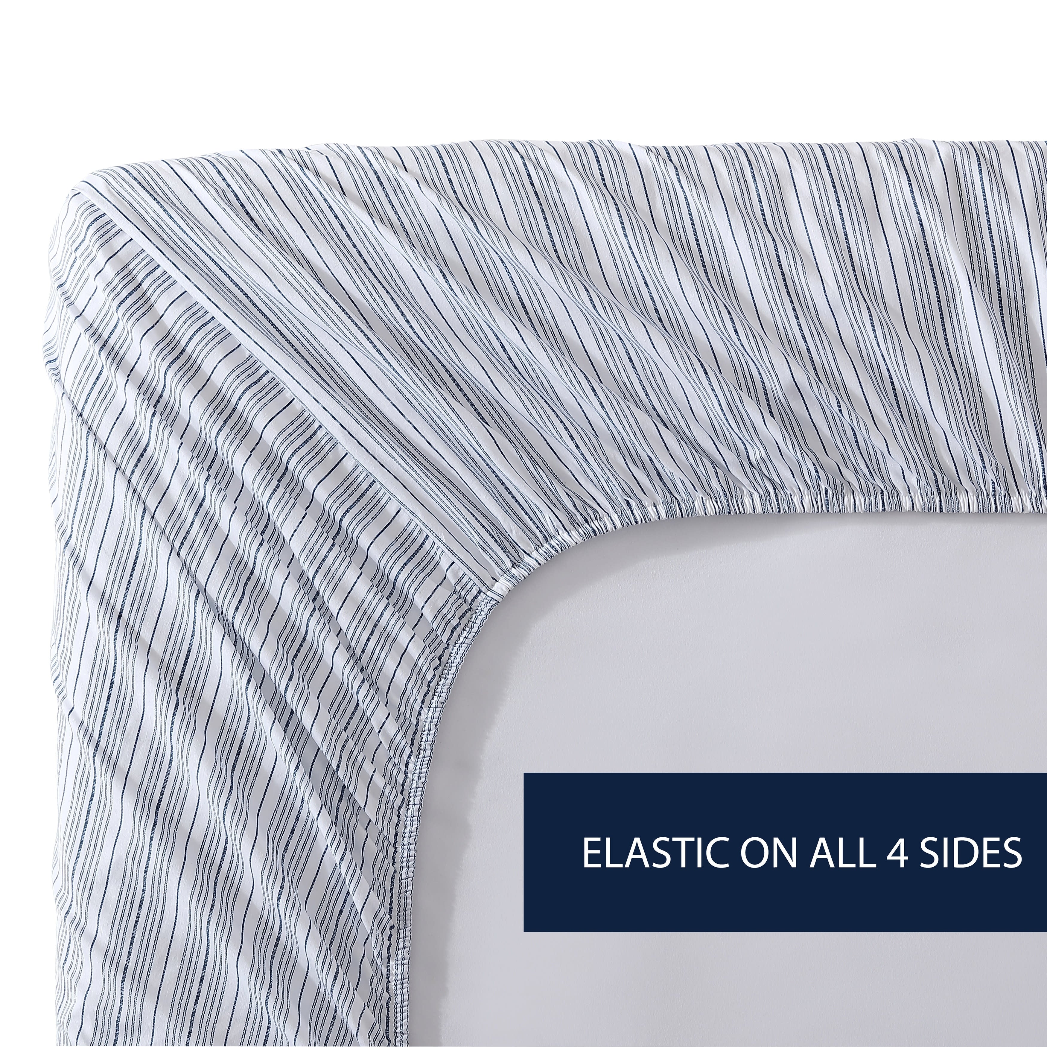 Drap-housse entièrement élastique en percale de coton Nautica
