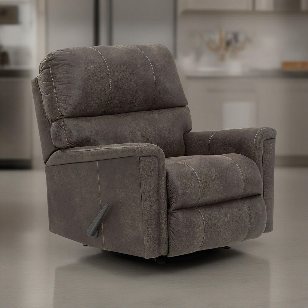 Fauteuil inclinable à bascule manuel Nav, similicuir gris fumé patiné