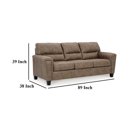 Canapé-lit queen size Nav, similicuir marron fossile, mousse, 226 cm