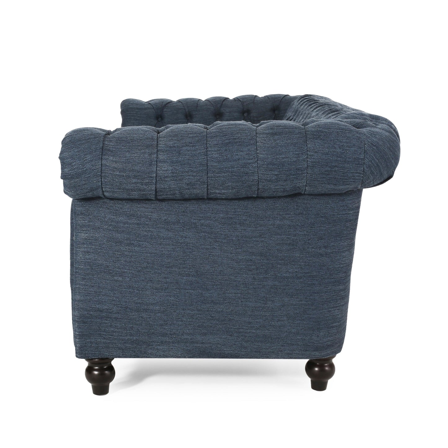 Canapé 3 places Chesterfield bleu marine capitonné avec têtes de clous