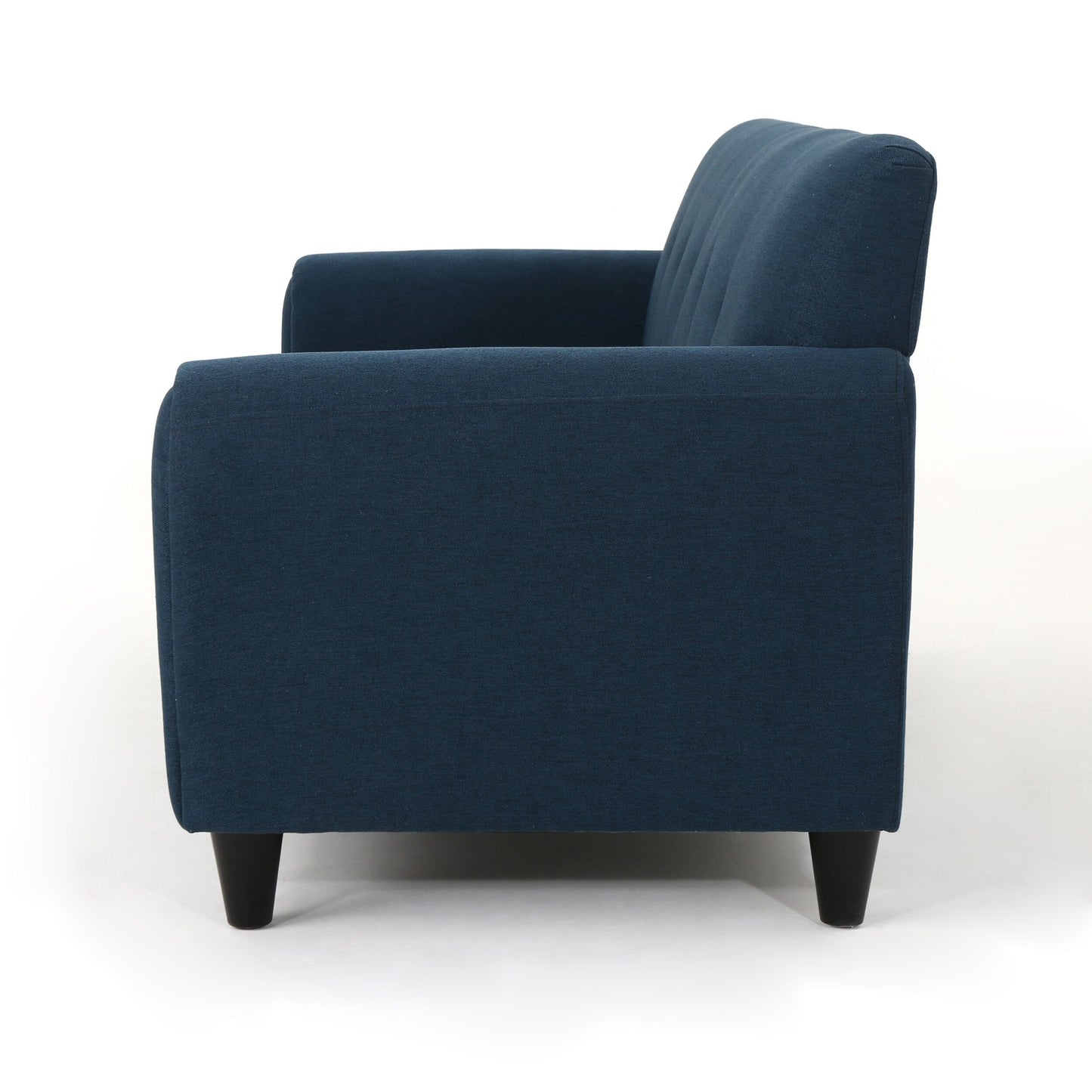 Canapé 3 places bleu marine moderne 78,5 avec pieds en bois et cadre en contreplaqué pour le salon