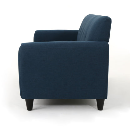 Canapé 3 places bleu marine moderne 78,5 avec pieds en bois et cadre en contreplaqué pour le salon