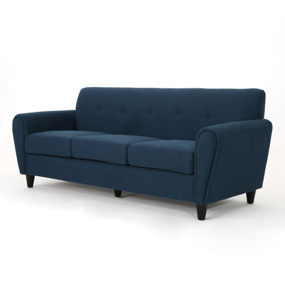Canapé 3 places bleu marine moderne 78,5 avec pieds en bois et cadre en contreplaqué pour le salon