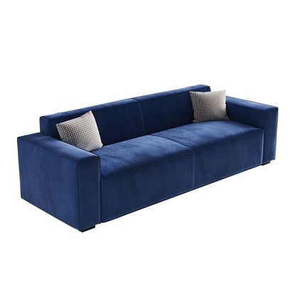 Canapé-causeuse moderne bleu marine 88,6 en chenille avec 4 pieds en bois massif et 2 coussins pour le salon
