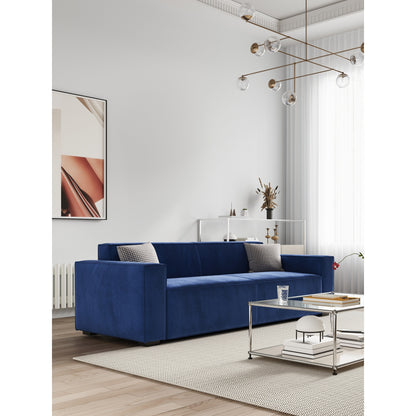 Canapé-causeuse moderne bleu marine 88,6 en chenille avec 4 pieds en bois massif et 2 coussins pour le salon