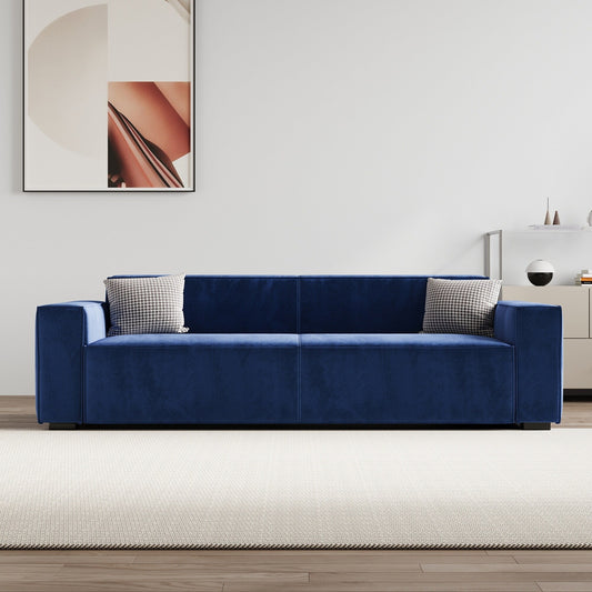 Canapé-causeuse moderne bleu marine 88,6 en chenille avec 4 pieds en bois massif et 2 coussins pour le salon