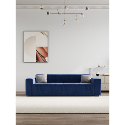 Canapé-causeuse moderne bleu marine 88,6 en chenille avec 4 pieds en bois massif et 2 coussins pour le salon