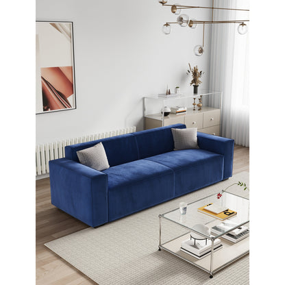 Canapé-causeuse moderne bleu marine 88,6 en chenille avec 4 pieds en bois massif et 2 coussins pour le salon