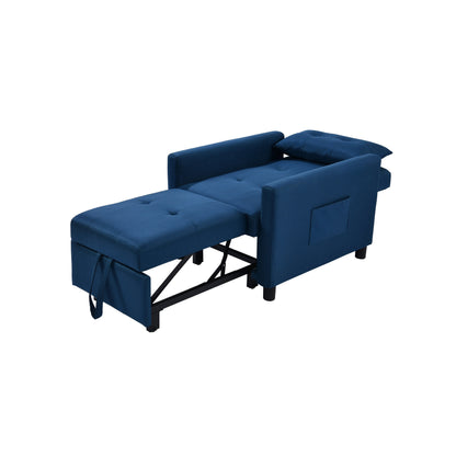 Canapé-lit convertible 3 en 1 moderne bleu marine de 27,5 pouces avec dossier réglable et oreiller pour le salon