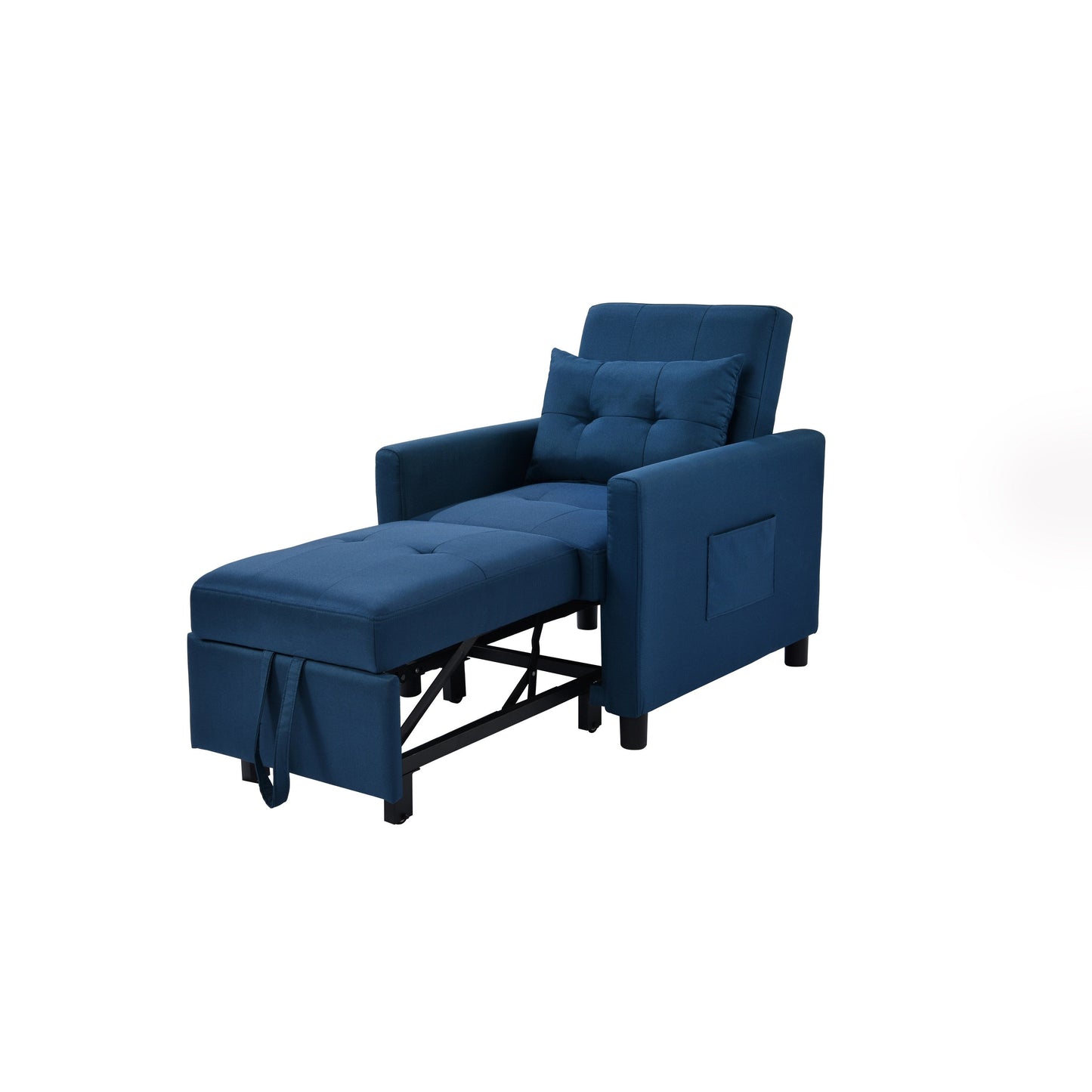 Canapé-lit convertible 3 en 1 moderne bleu marine de 27,5 pouces avec dossier réglable et oreiller pour le salon