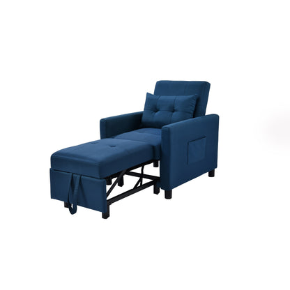 Canapé-lit convertible 3 en 1 moderne bleu marine de 27,5 pouces avec dossier réglable et oreiller pour le salon