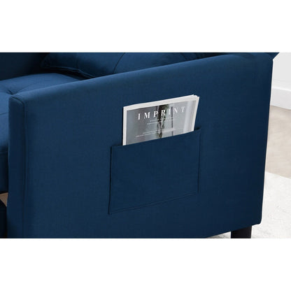 Canapé-lit convertible 3 en 1 moderne bleu marine de 27,5 pouces avec dossier réglable et oreiller pour le salon