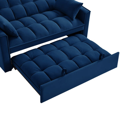 Canapé-lit gigogne 4 en 1 en velours bleu marine