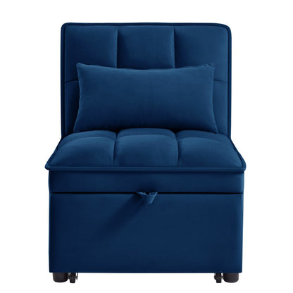 Canapé-lit pliant en velours bleu marine avec dossier réglable