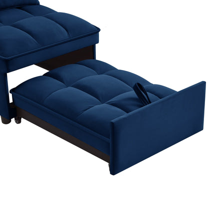 Canapé-lit pliant en velours bleu marine avec dossier réglable