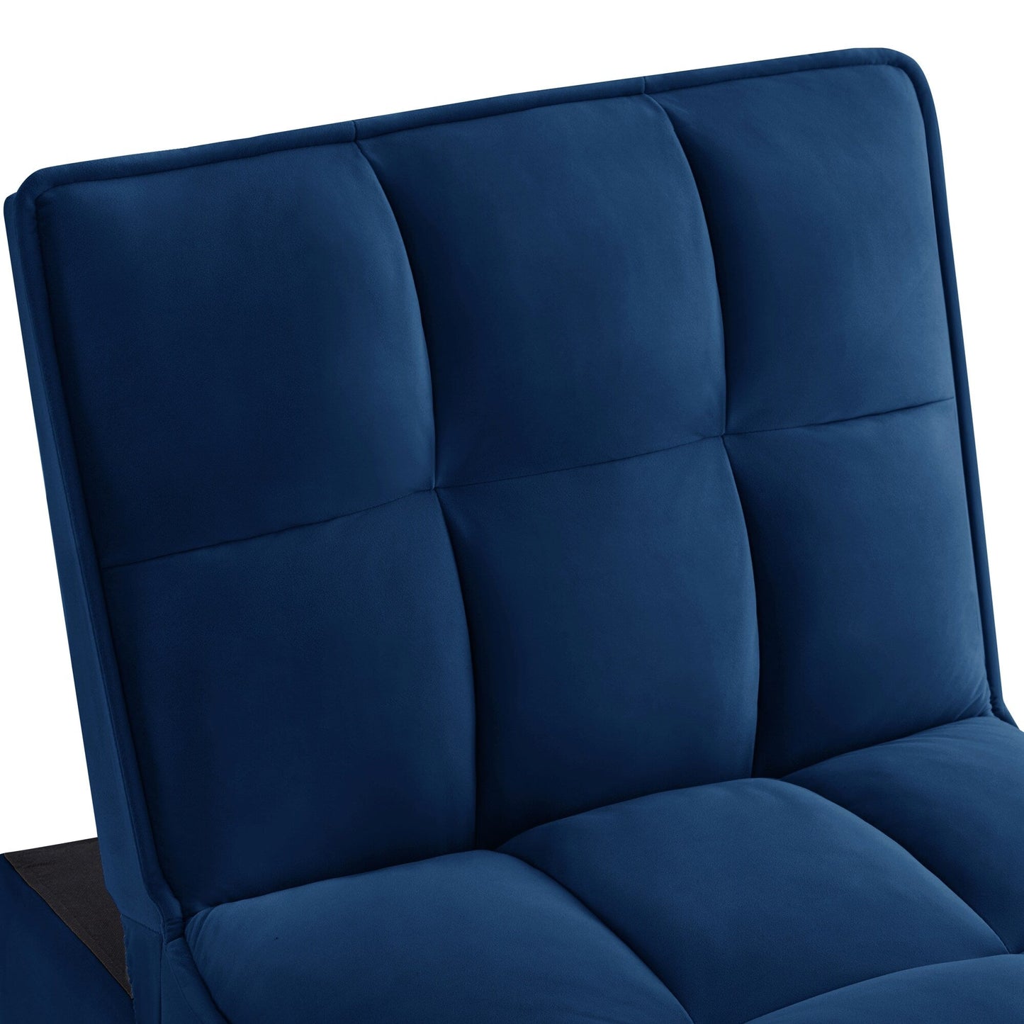 Canapé-lit pliant en velours bleu marine avec dossier réglable