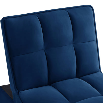 Canapé-lit pliant en velours bleu marine avec dossier réglable