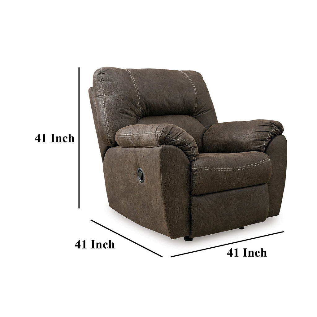 Fauteuil inclinable à bascule Neal, coussins en mousse, similicuir marron canyon