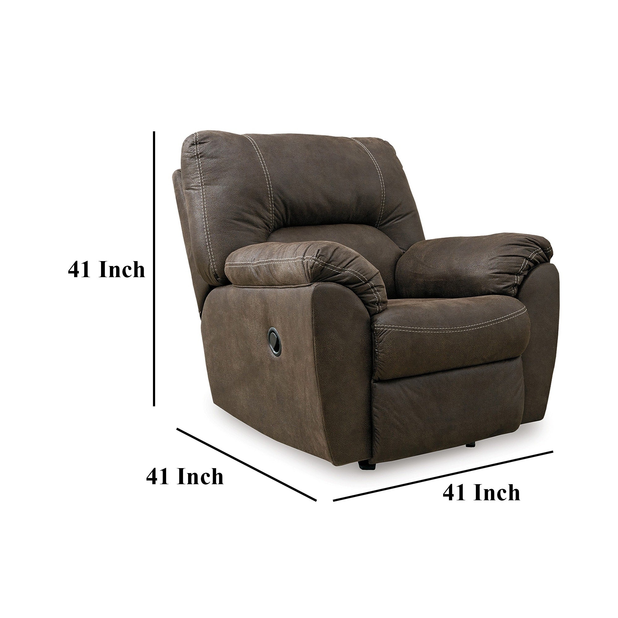 Fauteuil inclinable à bascule Neal, coussins en mousse, similicuir marron canyon