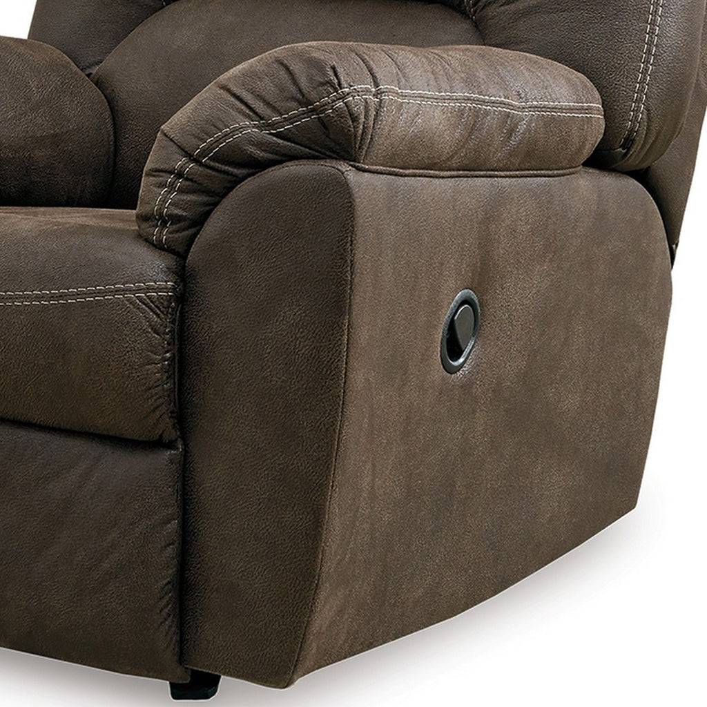 Fauteuil inclinable à bascule Neal, coussins en mousse, similicuir marron canyon