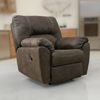 Fauteuil inclinable à bascule Neal, coussins en mousse, similicuir marron canyon