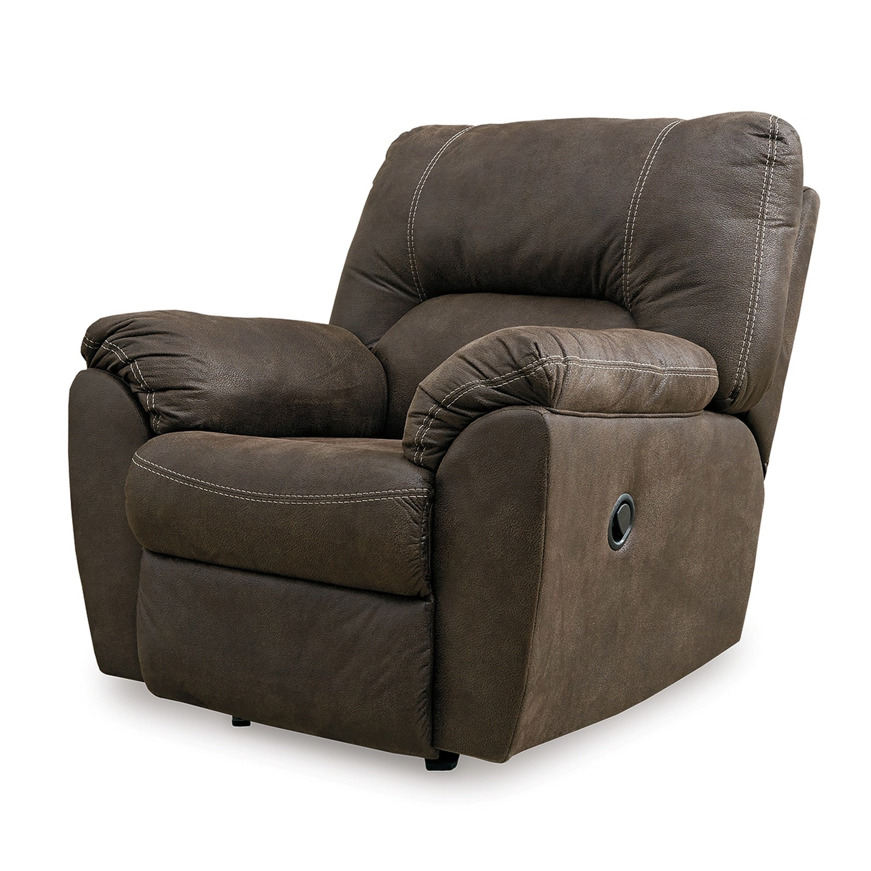 Fauteuil inclinable à bascule Neal, coussins en mousse, similicuir marron canyon