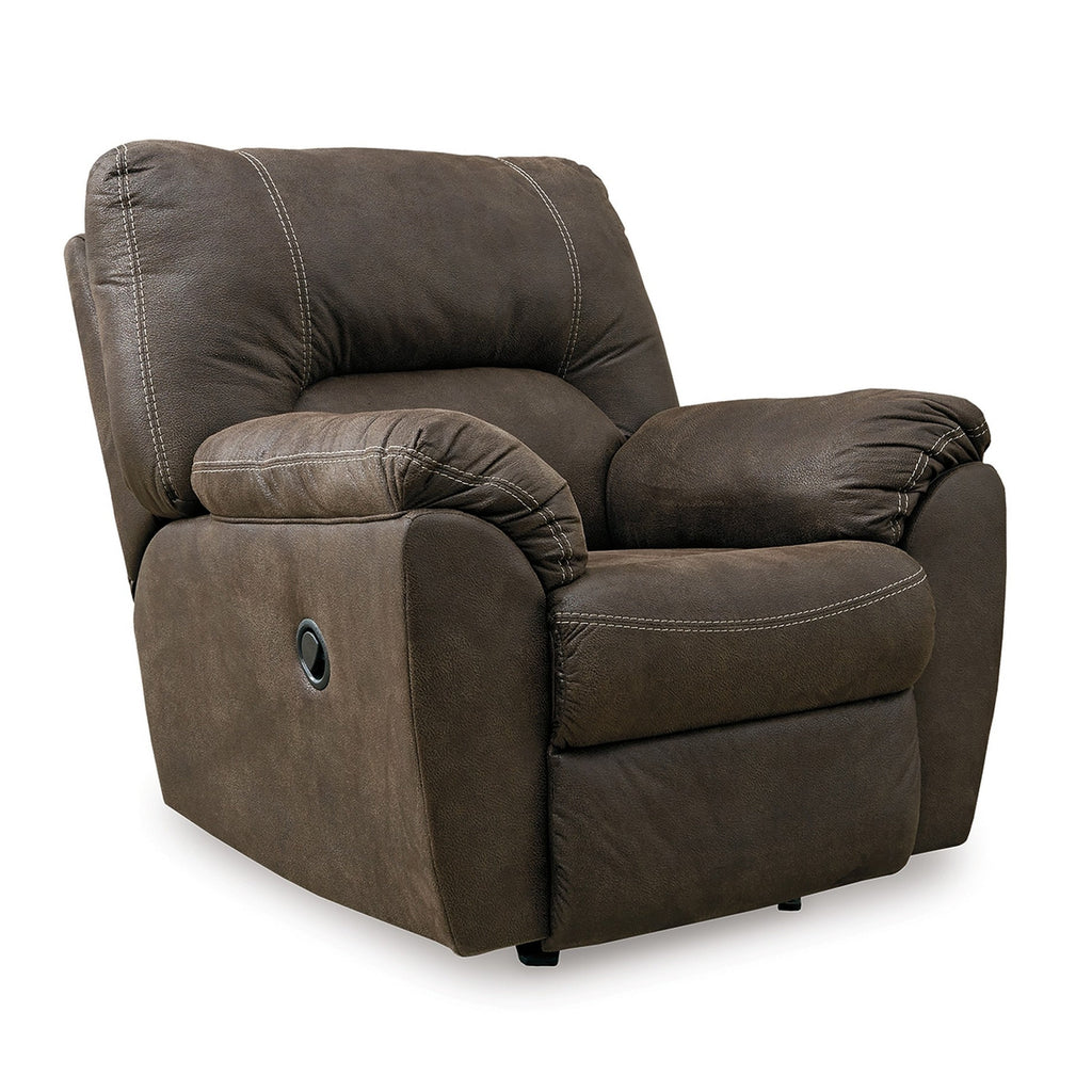 Fauteuil inclinable à bascule Neal, coussins en mousse, similicuir marron canyon
