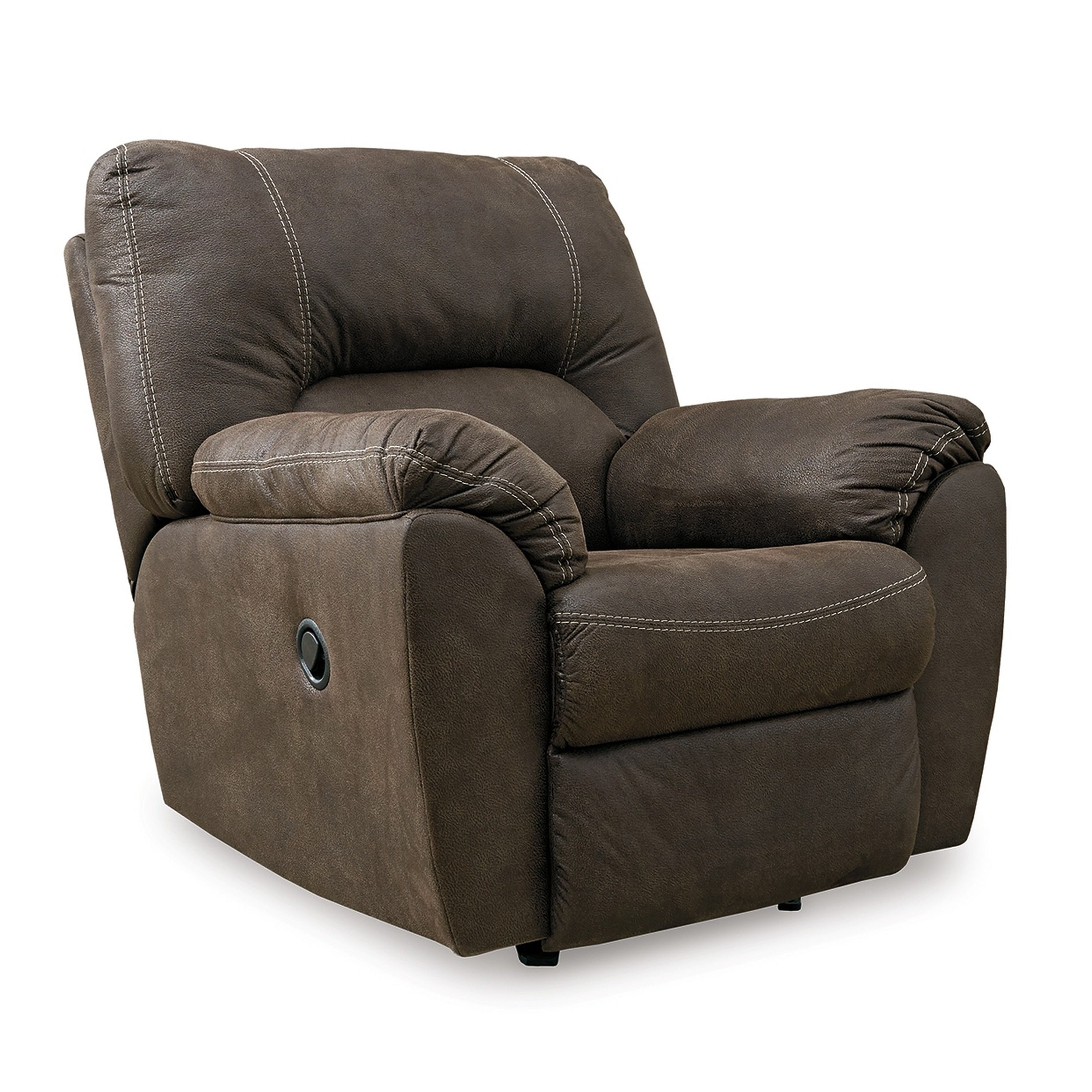 Fauteuil inclinable à bascule Neal, coussins en mousse, similicuir marron canyon