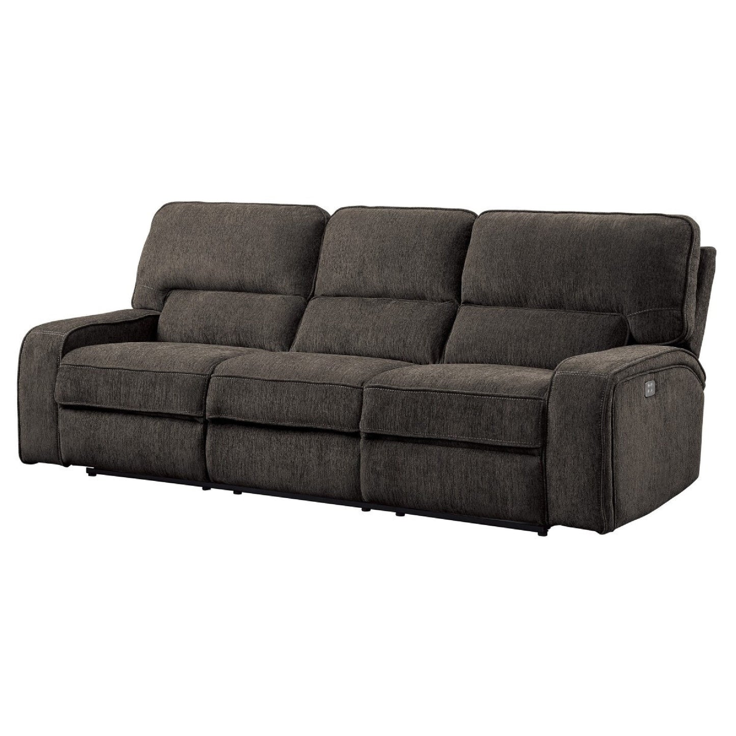 Canapé inclinable électrique Neo avec port USB, tissu chenille gris clair, 99 pouces