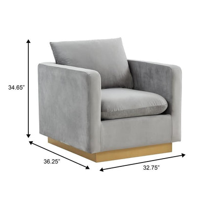 Canapé 1 place moderne en velours Nervo, fauteuil d'appoint avec base carrée en acier inoxydable doré pour salon et chambre - 32,67
