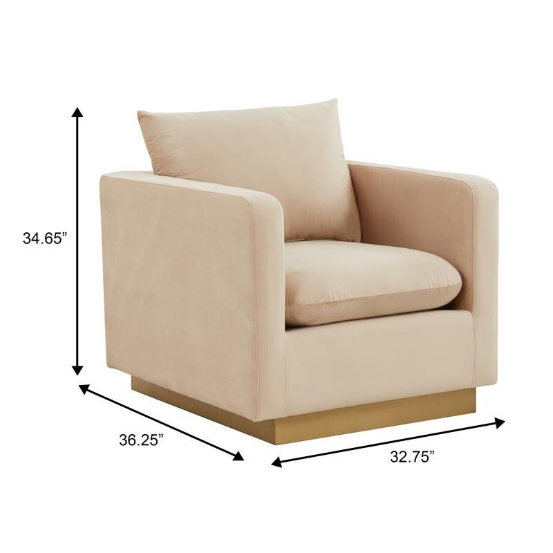 Canapé 1 place moderne en velours Nervo, fauteuil d'appoint avec base carrée en acier inoxydable doré pour salon et chambre - 32,67