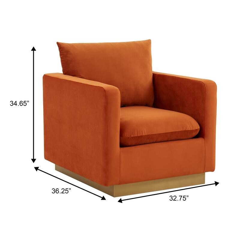 Canapé 1 place moderne en velours Nervo, fauteuil d'appoint avec base carrée en acier inoxydable doré pour salon et chambre - 32,67