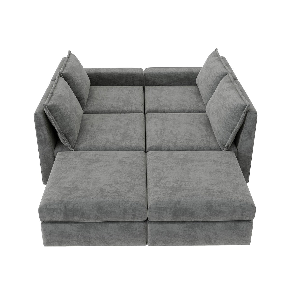Canapé sectionnel modulaire Nestfair Chenille en forme de U, canapé réversible, combinaison libre, canapé-lit 6 places avec pouf