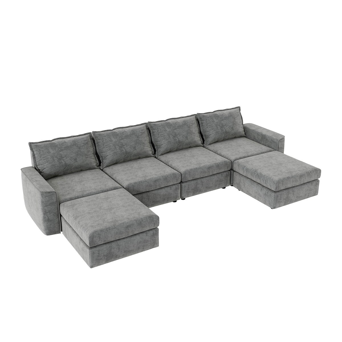 Canapé sectionnel modulaire Nestfair Chenille en forme de U, canapé réversible, combinaison libre, canapé-lit 6 places avec pouf