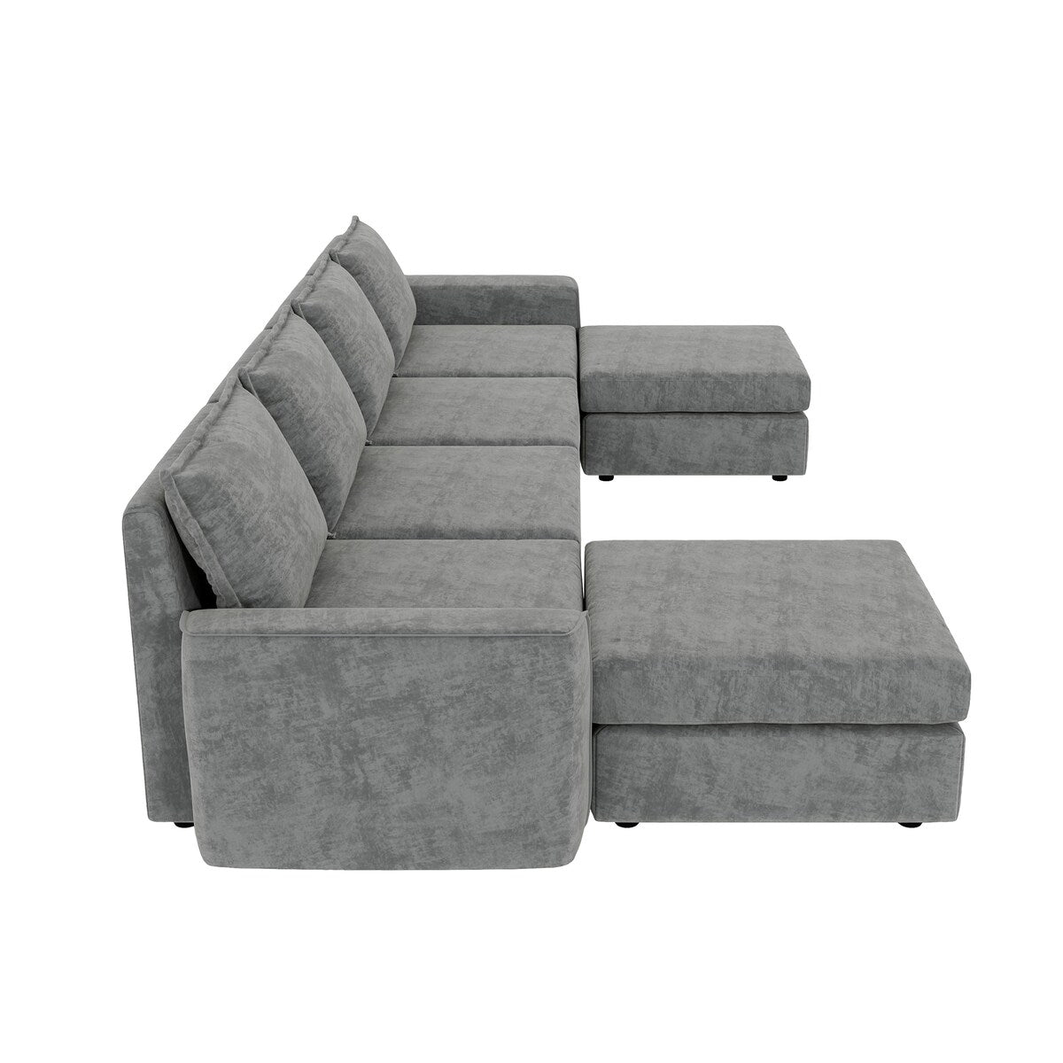 Canapé sectionnel modulaire Nestfair Chenille en forme de U, canapé réversible, combinaison libre, canapé-lit 6 places avec pouf