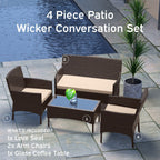 Ensemble de meubles de patio en osier Nestl 4 pièces - Ensemble de conversation pour patio extérieur