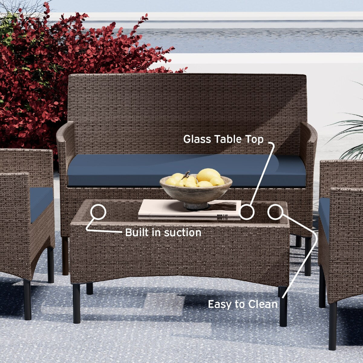 Ensemble de meubles de patio en osier Nestl 4 pièces - Ensemble de conversation pour patio extérieur