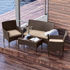 Ensemble de meubles de patio en osier Nestl 4 pièces - Ensemble de conversation pour patio extérieur