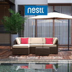 Ensemble de meubles de jardin en osier Nestl 5 pièces - Ensemble de meubles de jardin avec sièges sectionnels
