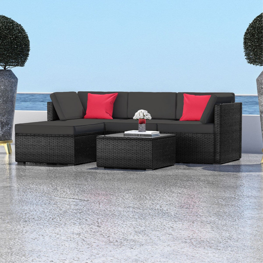 Ensemble de meubles de jardin en osier Nestl 5 pièces - Ensemble de meubles de jardin avec sièges sectionnels