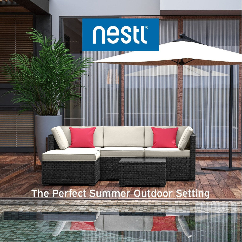 Ensemble de meubles de jardin en osier Nestl 5 pièces - Ensemble de meubles de jardin avec sièges sectionnels