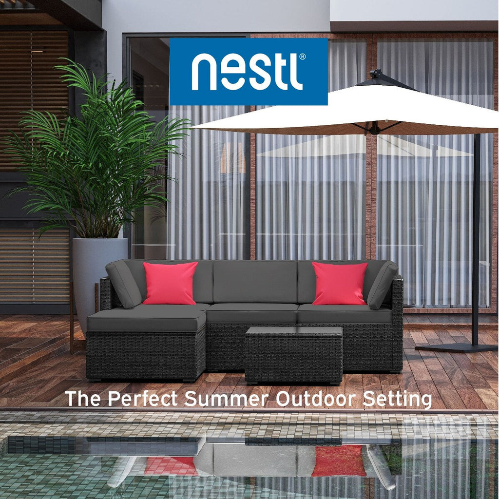 Ensemble de meubles de jardin en osier Nestl 5 pièces - Ensemble de meubles de jardin avec sièges sectionnels