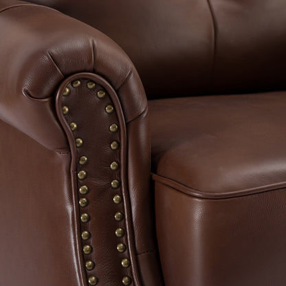 Fauteuil inclinable Nestor Mid-Century en cuir véritable avec pieds en bois massif par HULALA HOME