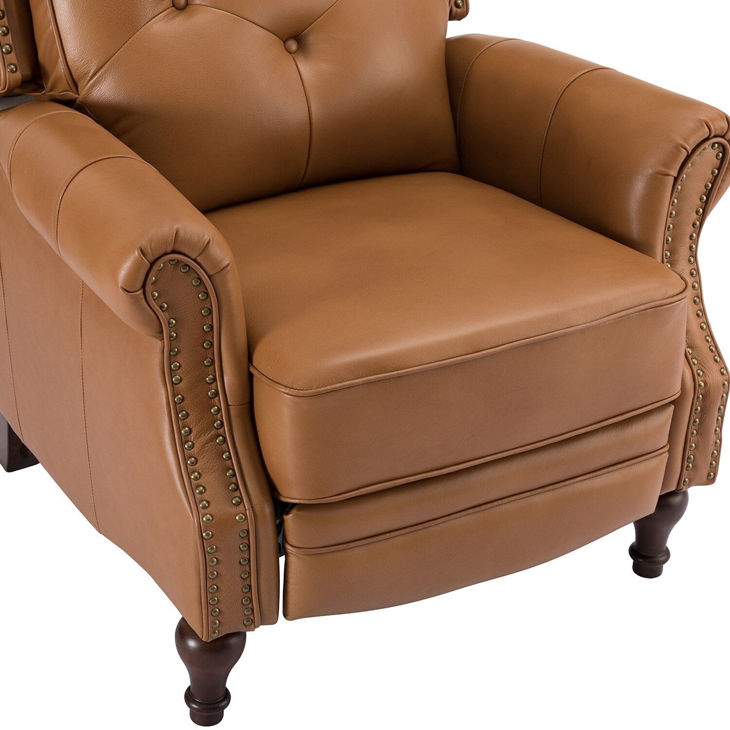 Fauteuil inclinable Nestor Mid-Century en cuir véritable avec pieds en bois massif par HULALA HOME