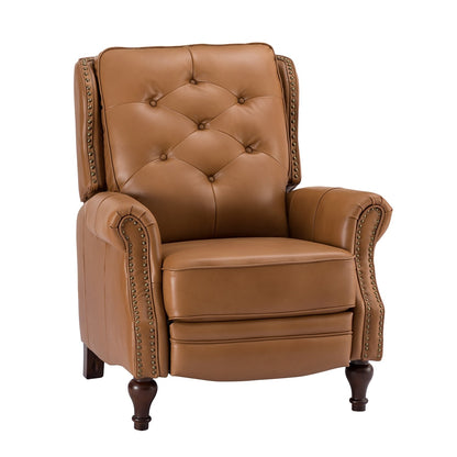 Fauteuil inclinable Nestor Mid-Century en cuir véritable avec pieds en bois massif par HULALA HOME