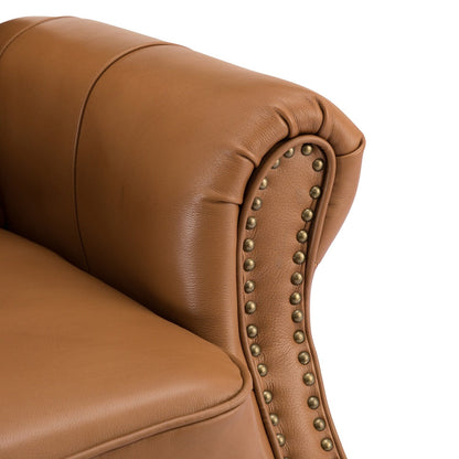 Fauteuil inclinable Nestor Mid-Century en cuir véritable avec pieds en bois massif par HULALA HOME