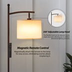 Lampadaire arqué Netin 66 avec télécommande et abat-jour rotatif