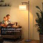 Lampadaire arqué Netin 66 avec télécommande et abat-jour rotatif